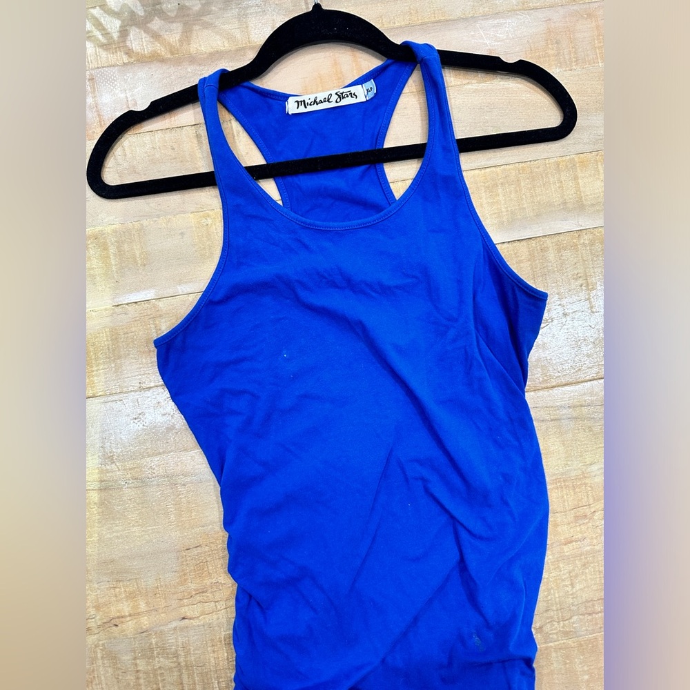 Michael Stars blue Racerback ruched midi dress